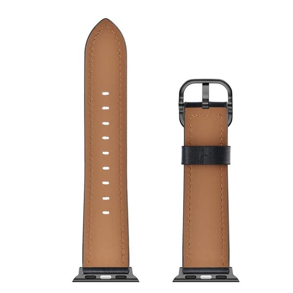 Apple Watch Series 5 / 4 44mm urrem i ægte læder - Sort Black