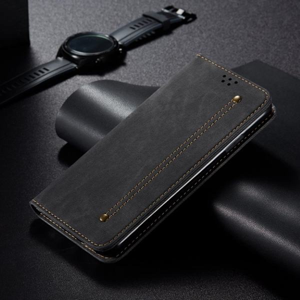 Jeans Samsung Galaxy A12 5G flip case - Musta Black