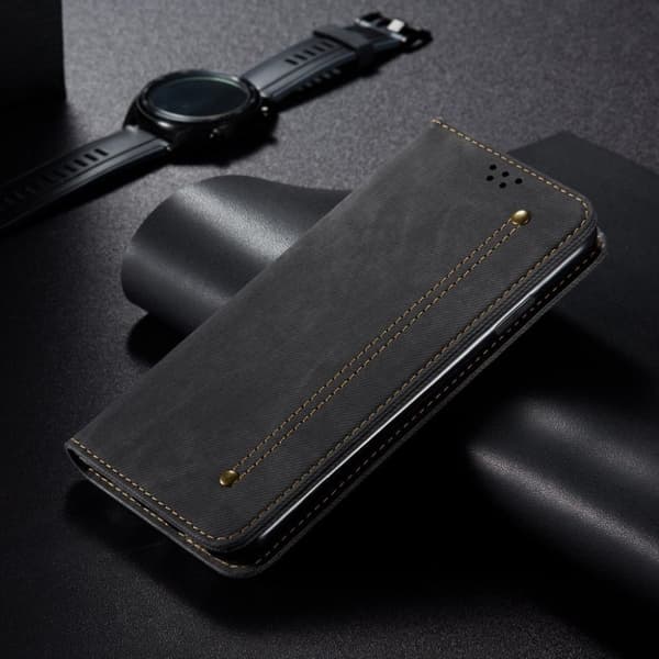 Jeans Samsung Galaxy A12 5G Flippetui - Svart Black