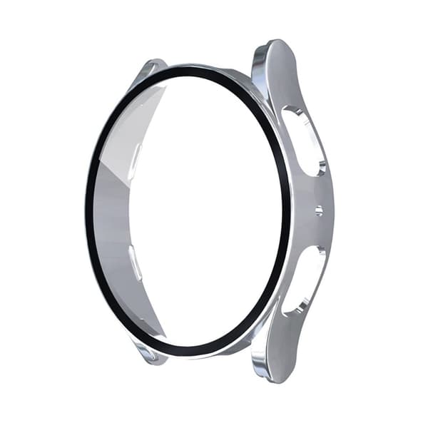 Samsung Galaxy Watch 5 (44mm) / 4 (44mm) protective cover with tempered glass - Silver Silvergrå