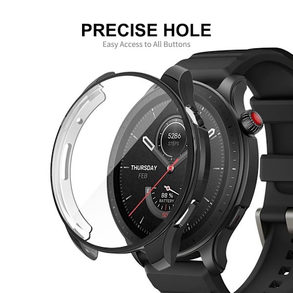 HAT-PRINCE Amazfit GTR 4 46mm cover with screen protector - Silver Silvergrå