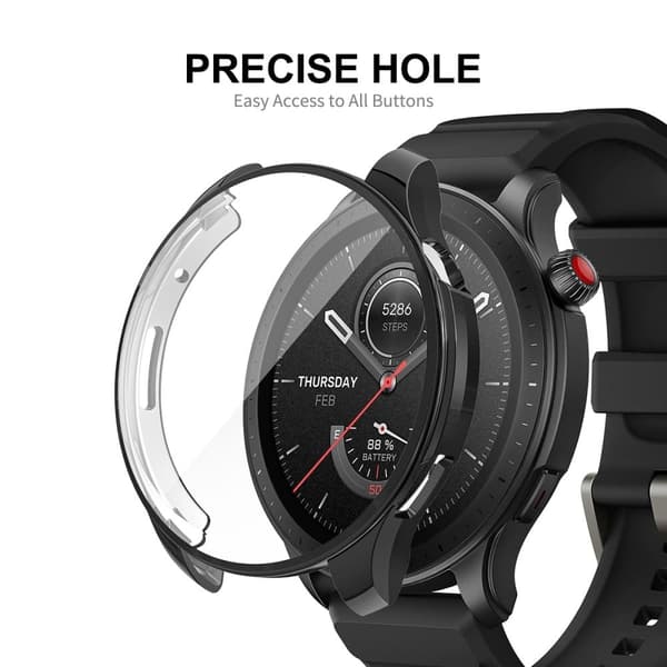 HAT-PRINCE Amazfit GTR 4 46mm kansi näytönsuojalla - Hopea Silver grey