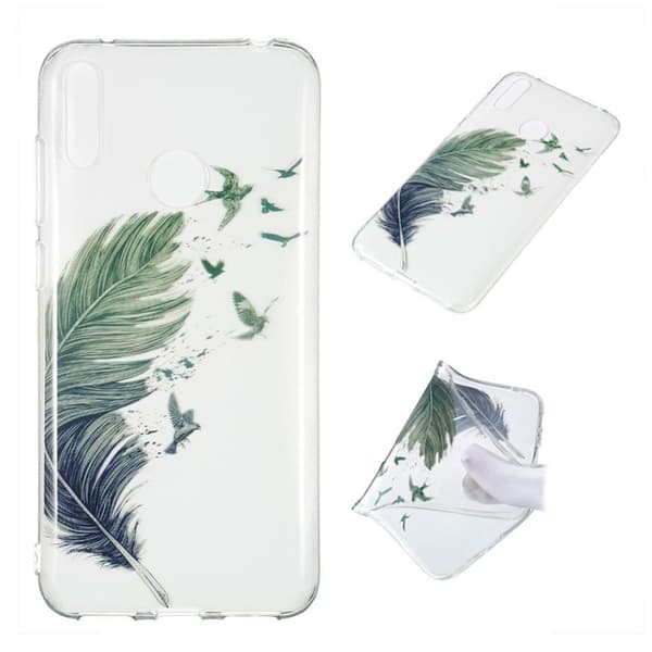 Huawei Y7 2019 mønstret etui - Fjer og Fugl Multicolor