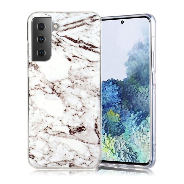 marmor Samsung Galaxy S21 Plus 5G etui - hvid / sort White