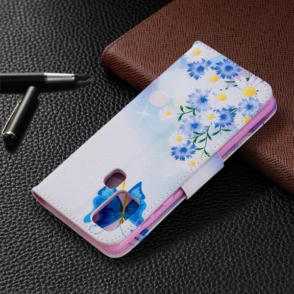 Wonderland Samsung Galaxy A21s veske - Blå sommerfugl og blomster Multicolor