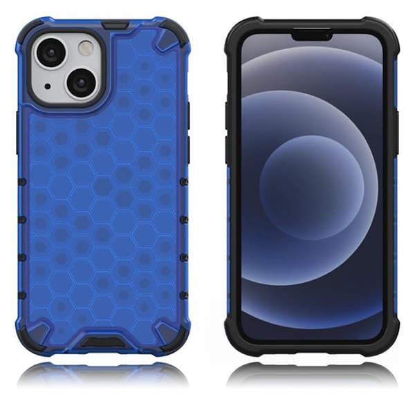 Honeycomb Design Stødsikkert, fleksibelt og stødresistent hybridcover til iPhone 13 mini 5,4 tommer - Blå Blue