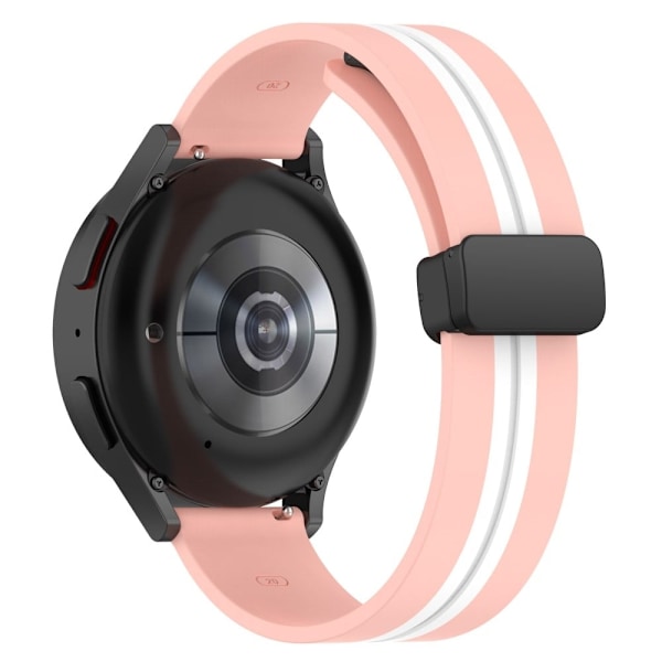 20 mm universellt dubbelfärgat silikonarmband med magnetiskt vikbart spänne - Rosa / Vit Rosa