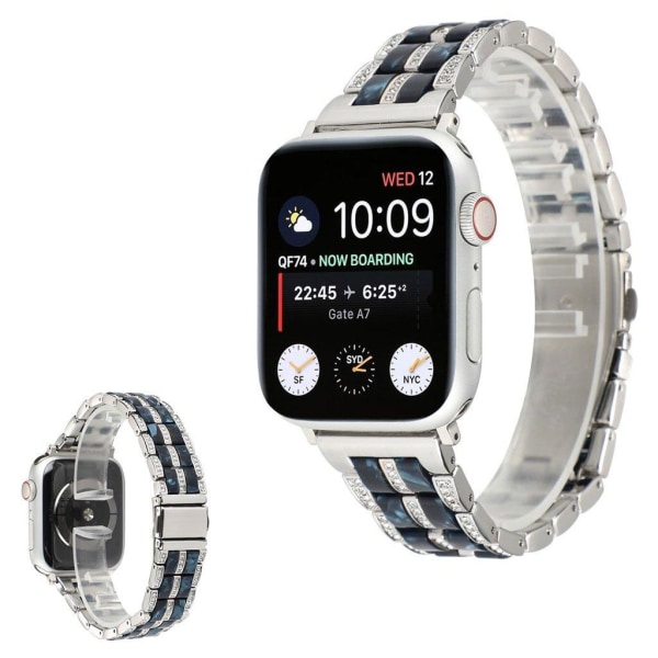Apple Watch 40mm rhinestone décor stainless steel watch strap - Black