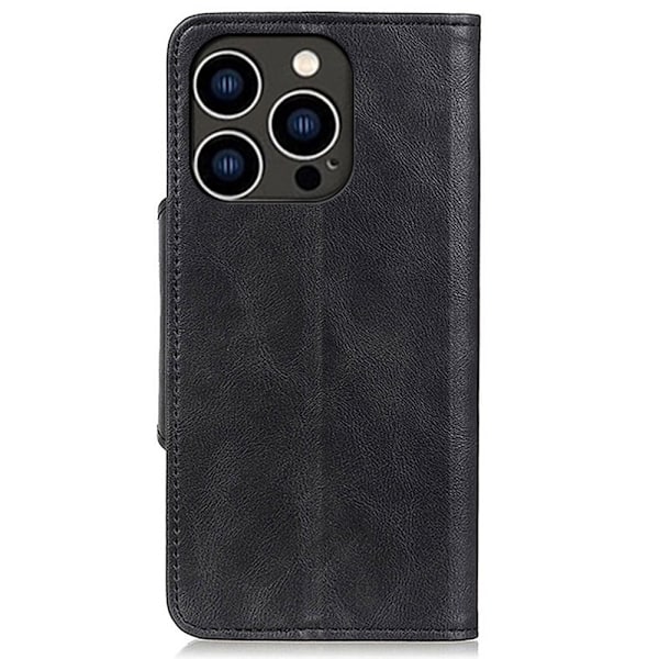 Alpha iPhone 14 Pro nahkainen läppäkotelo - Musta Black