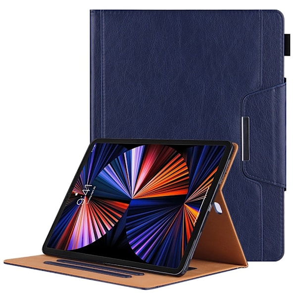 Kortspor Design Vegansk Læder Stand Tablet Cover med Auto Wake / Sleep iPad Pro 12.9 (2022) / (2021) / (2020) / (2018) - Blå Blue