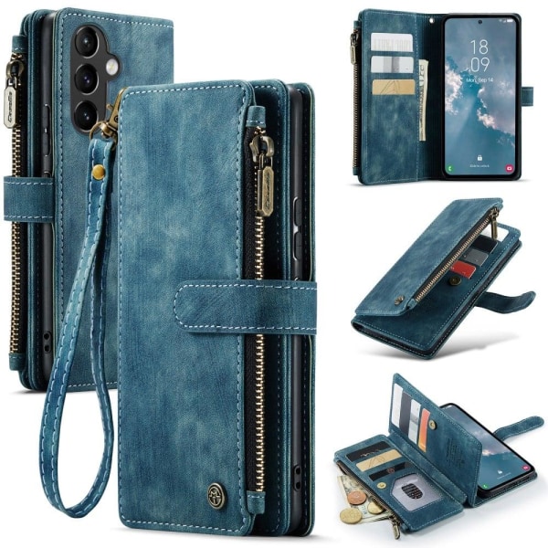 Rymligt Samsung Galaxy A54 fodral med plånbok - Blå Blå