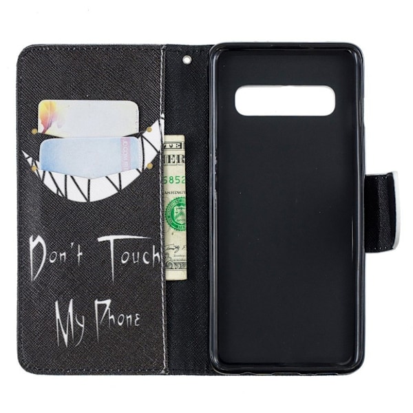 Samsung Galaxy S10 printtikuosi nahkainen flip suojakotelo - Vihainen Naama Multicolor