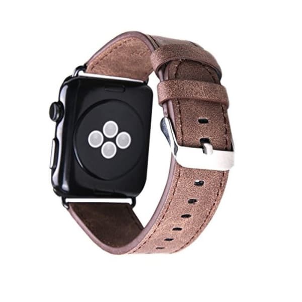 Apple Watch Series 5 44mm ægte læder Urrem - Mørkebrun Brown