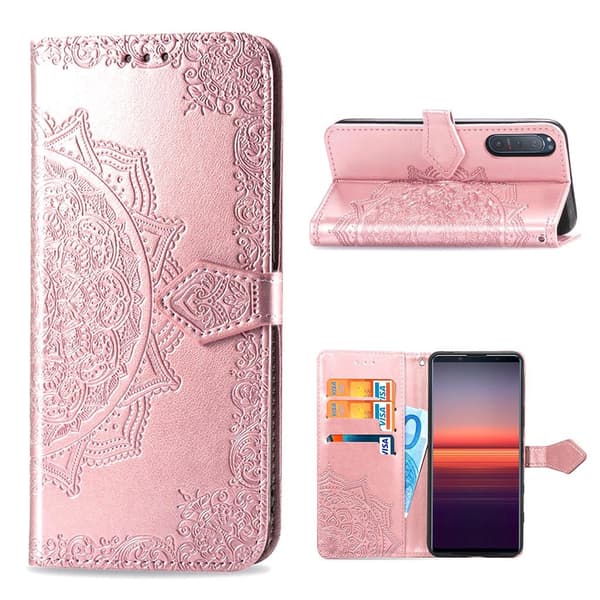 Mandala läder Sony Xperia 5 II fodral - Rosa Rosa