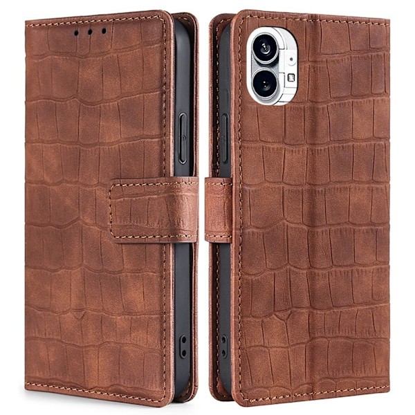 Krokotiilin Nahkainen Läppäkotelo For Nothing Phone (1) - Ruskea Brown