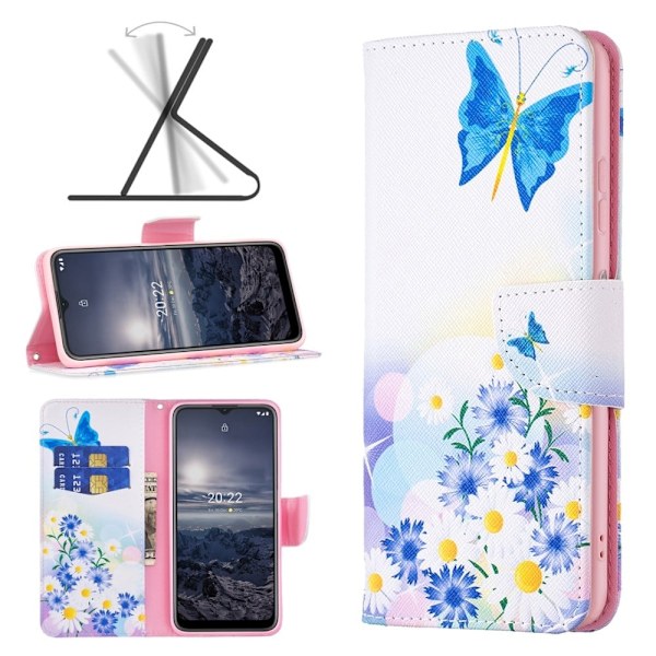 Wonderland Nokia G11 / Nokia G21 flip kuoret - Perhonen Ja Kukkia Multicolor