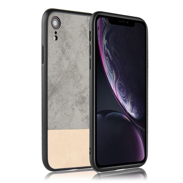 Kombifodral för iPhone Xr i tvåfärgat läder med beläggning - Grå Silvergrå