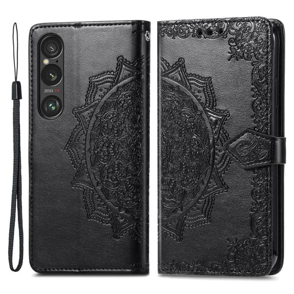Mandala Sony Xperia 1 VI læderetui - Sort Black