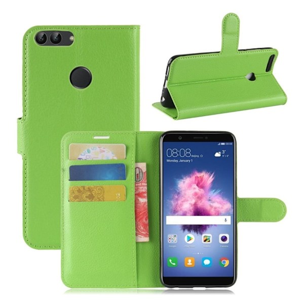 Huawei P Smart etui i læder med kortholder - Grøn Green