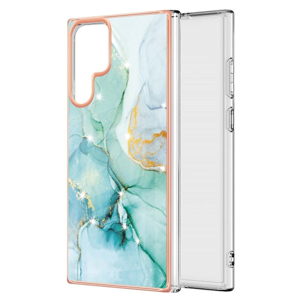 Marble Samsung Galaxy S22 Ultra Etui - Grøn Marmor Haze Multicolor