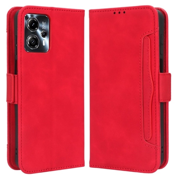 Stilfuldt Læder Etui med Pung til Motorola Moto G23 / G13 - Rød Red