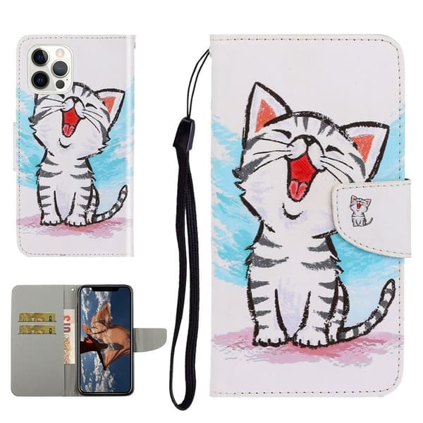 Wonderland iPhone 13 Pro Flippetui - Katt Multicolor