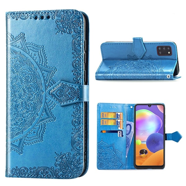 Mandala läder Samsung Galaxy A31 fodral - Blå Blå