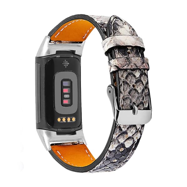 Enkel urrem i ægte læder til Fitbit Charge 5 - Slangeskind Multicolor
