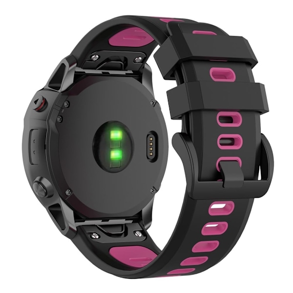 Garmin Fenix 7X tofarvet silikone-urrem - Sort / Rose Black