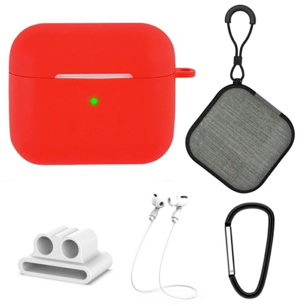5 Pcs AirPods 3 silicone case with accessories - Red Röd