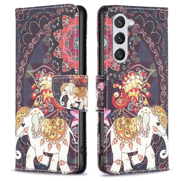 Wonderland Samsung Galaxy S23 Flip Etui - Blomst og Elefant Multicolor