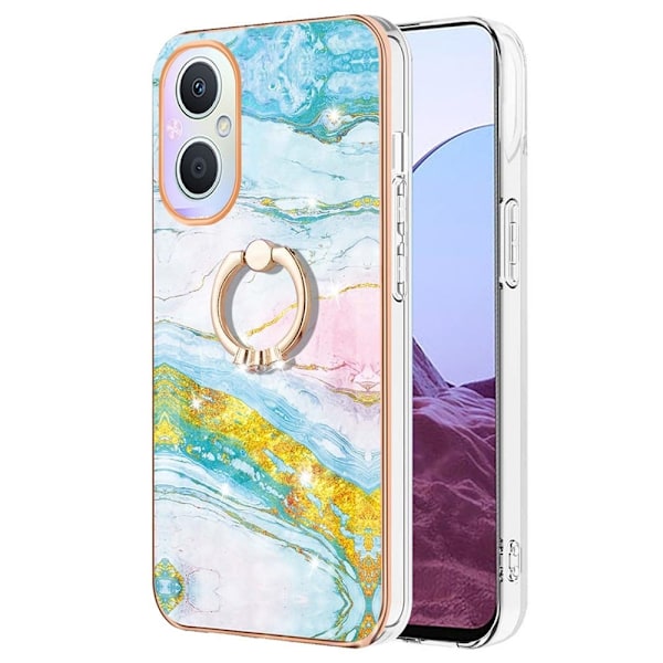 Marble Patterned Suojakuori With Ring Holder For OnePlus Nord N20 5G - Vihreä And Keltainen Marble Haze Multicolor
