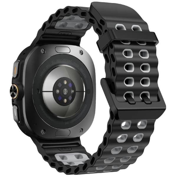 Samsung Galaxy Watch Ultra 47mm Silicone Band Dual Color Replacement Watch Strap - Sort + Grå Silver grey
