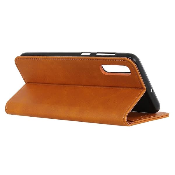 Flip Etui med Pung i Ekte Lær til Samsung Galaxy A02 - Brun Brown