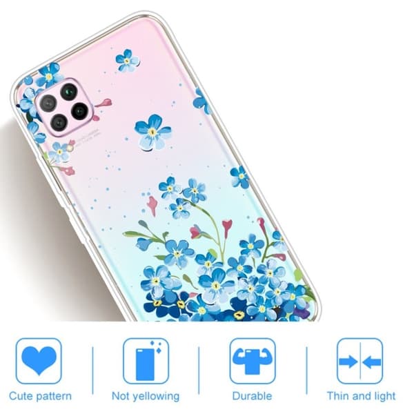 Deco Huawei P40 Lite / Nova 6 SE deksel - Blå blomst Blue