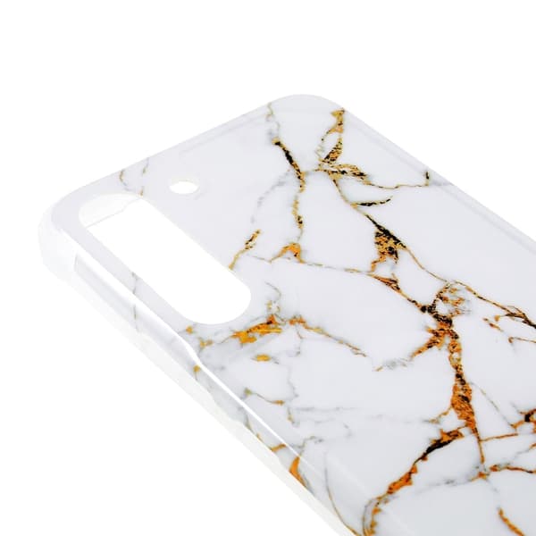 Marble Samsung Galaxy S22 Plus Etui - Hvid / Guld Marmor White