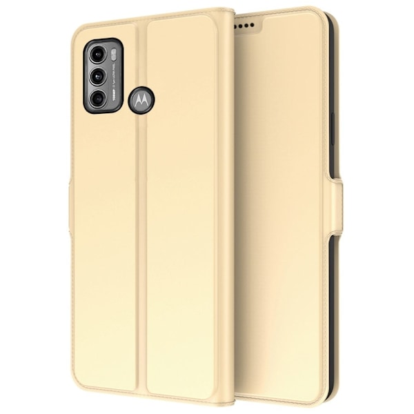 Smidigt och tunt PU-läder Motorola Moto G60 fodral - Guld Guld