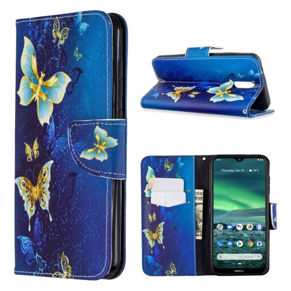 Wonderland Nokia 2.3 flip kotelot - Metalliset perhoset Blue