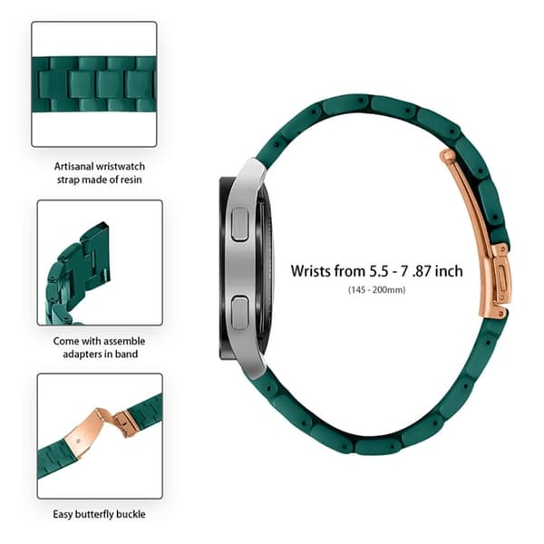 22 mm urrem i resin-stil til Fossil-ur - Mørkegrøn Green