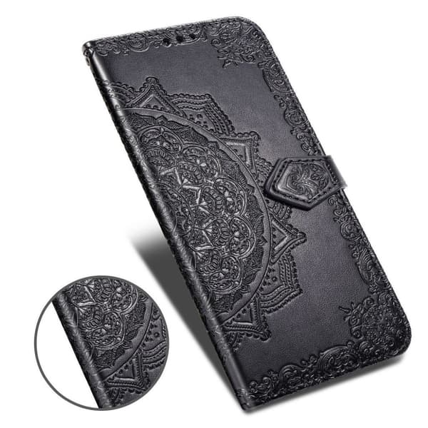 Mandala Samsung Galaxy M31s nahkakotelo - Musta Black