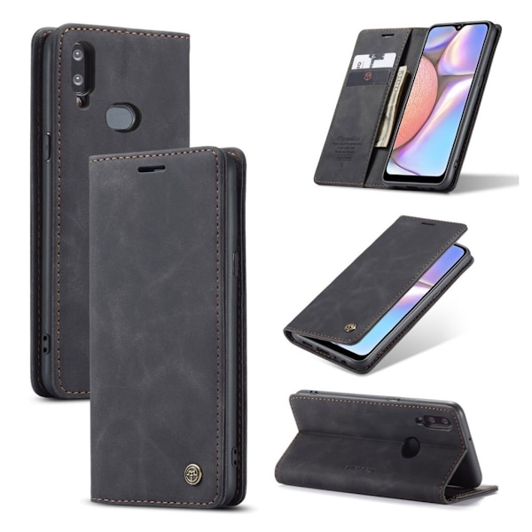 CaseMe Samsung Galaxy A10s Vintage Etui - Sort Black