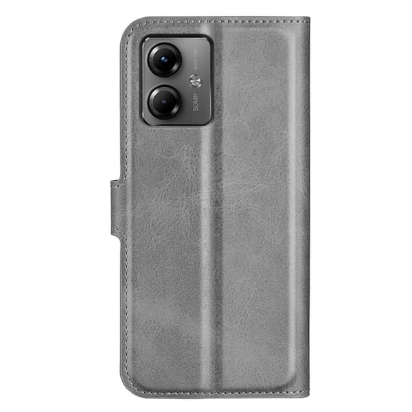 Hållbart konstläder Motorola Moto G14 fodral med plånbok - Silver/Grå Silvergrå