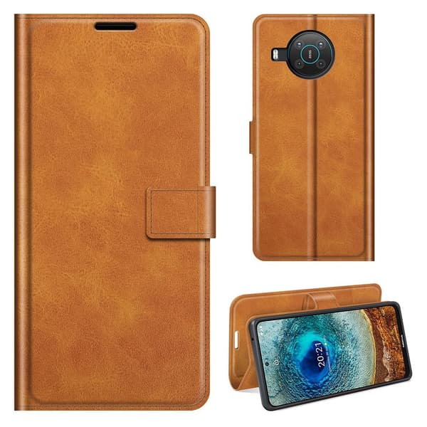 Wallet-style Lær Etui til Nokia X10 / X20 - Oransje Orange