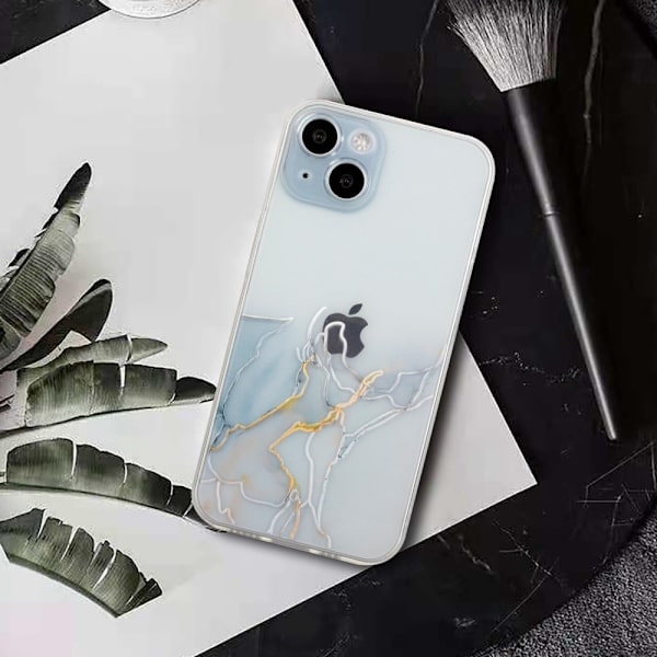 Marmormotiv iPhone 15 skal - Grå Silvergrå