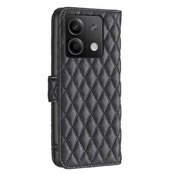 Rhombus mat Xiaomi Redmi Note 13 flip etui - Sort Black