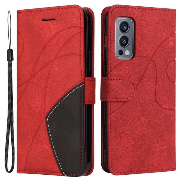 Teksturert læretui med stropp for OnePlus Nord 2 5G - Rød Red