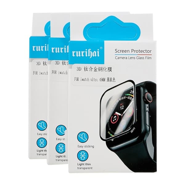 RURIHAI Apple Watch Ultra titanium alloy tempered glass screen protector - Silver Silvergrå