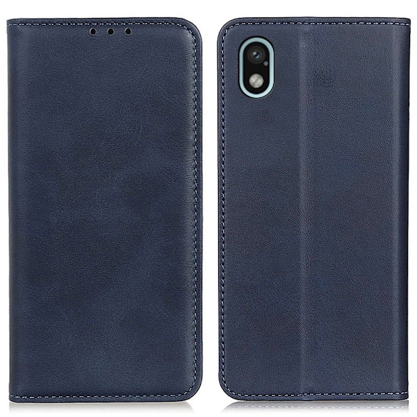 Sony Xperia Ace III lompakkokotelo, aitoa nahkaa - Sininen Blue