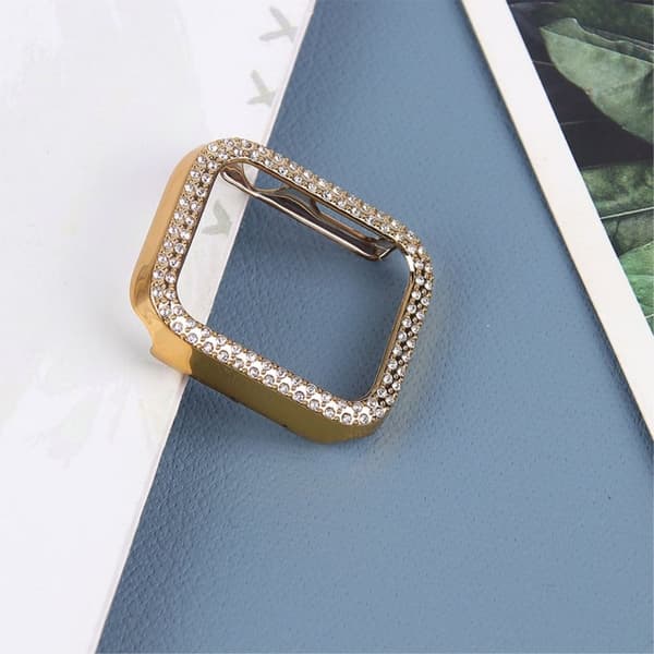 Apple Watch (45 mm) skyddsfodral med strassdekor - Guld Guld