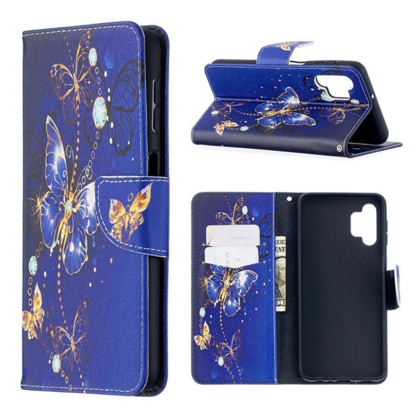 wonderland Samsung Galaxy A32 5G flip etui - krystal sommerfugle Blue